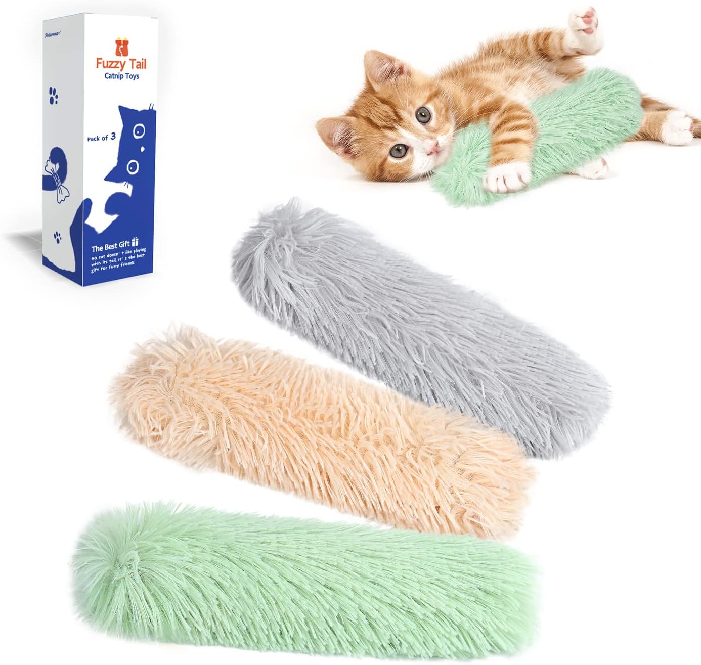 Plush Catnip Kicker Toy Pillows – 3-Pack Crinkle Set
