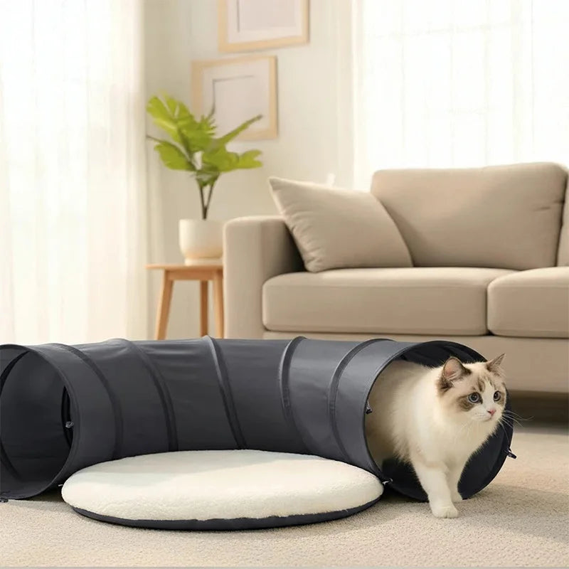 Foldable Cat Tunnel With Soft Cushion Pillow Set