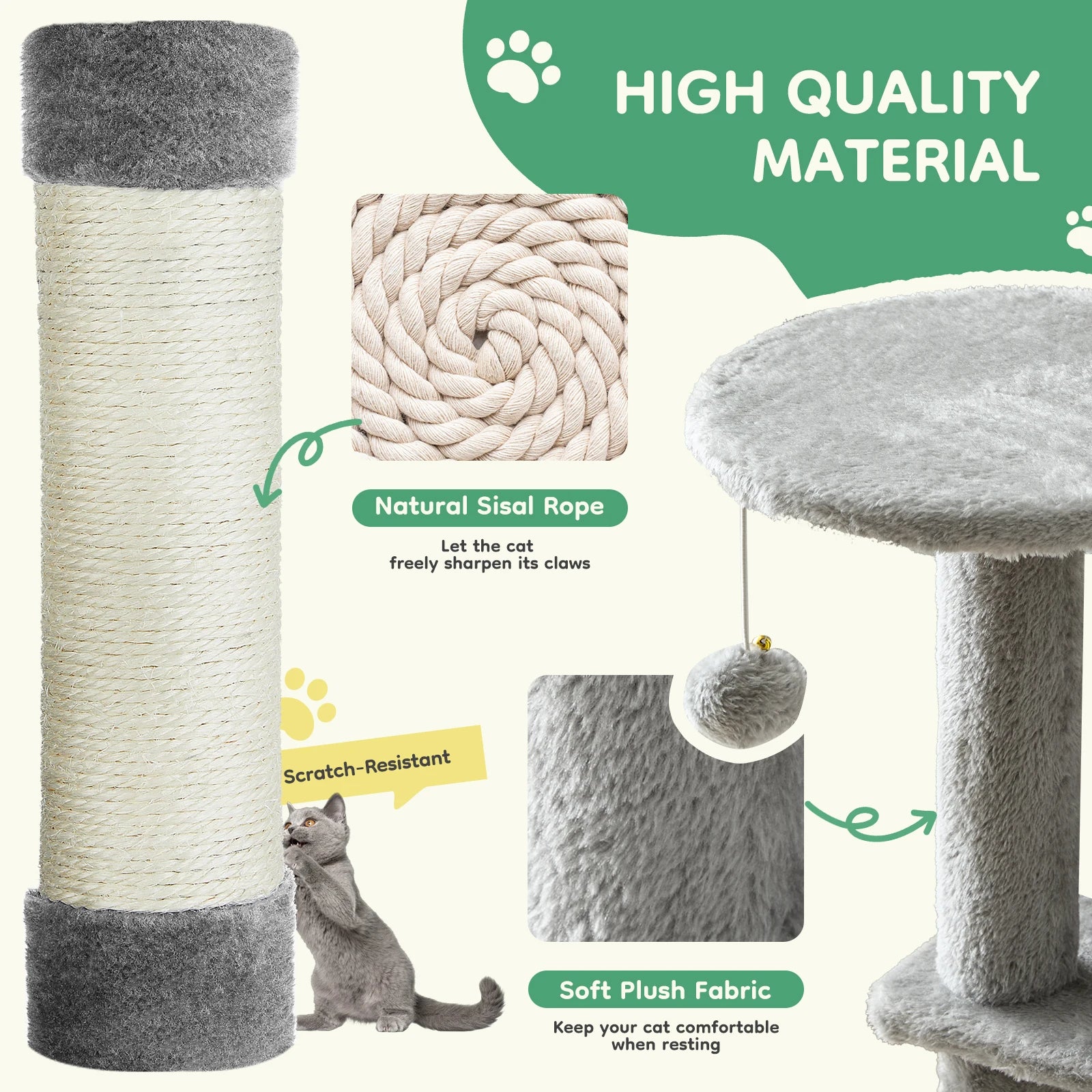 Tall Cat Tree Tower with Sisal Scratching Posts