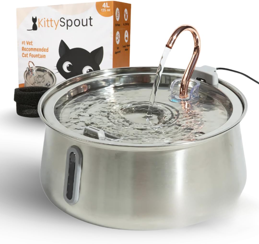 Stainless Steel Cat Water Fountain – 4L Ultra-Quiet