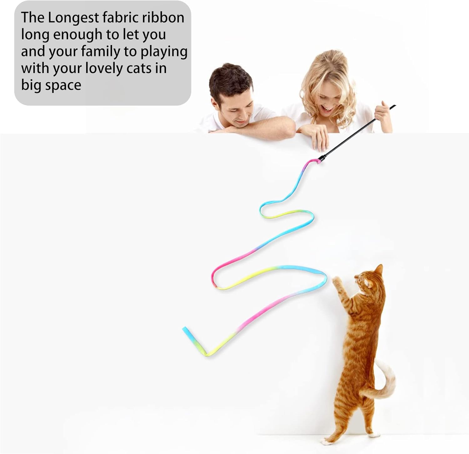 Interactive Cat Wand Toy Set – Colorful Ribbon Teaser