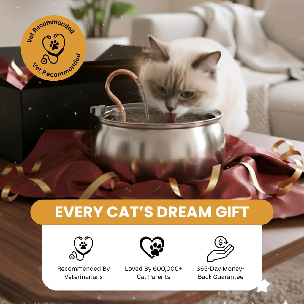 Stainless Steel Cat Water Fountain – 4L Ultra-Quiet
