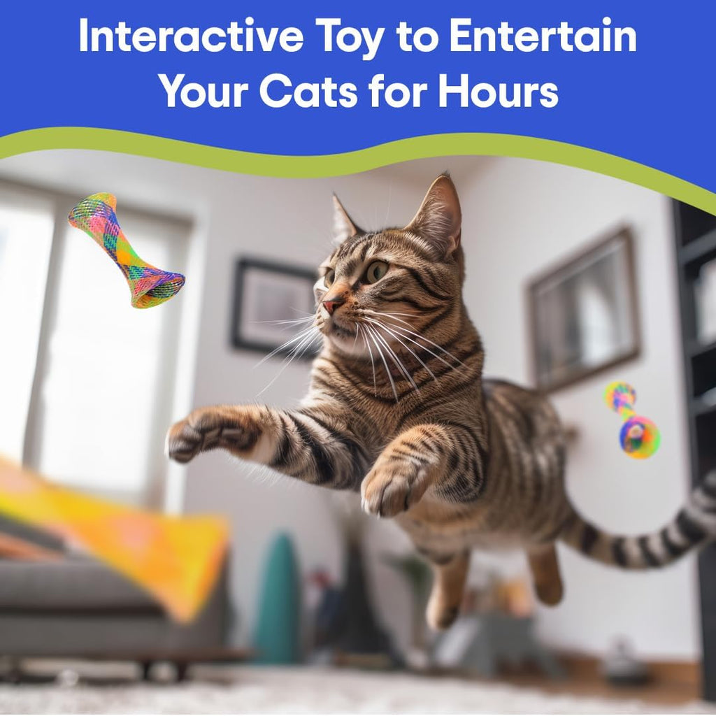 Catnip Mesh Spring Tubes Cat Toy Set – 3 Bouncy Pieces