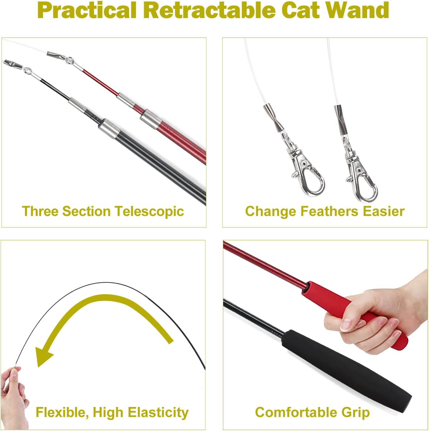 Interactive Cat Wand Toy Set – Telescopic Teaser With Feathers
