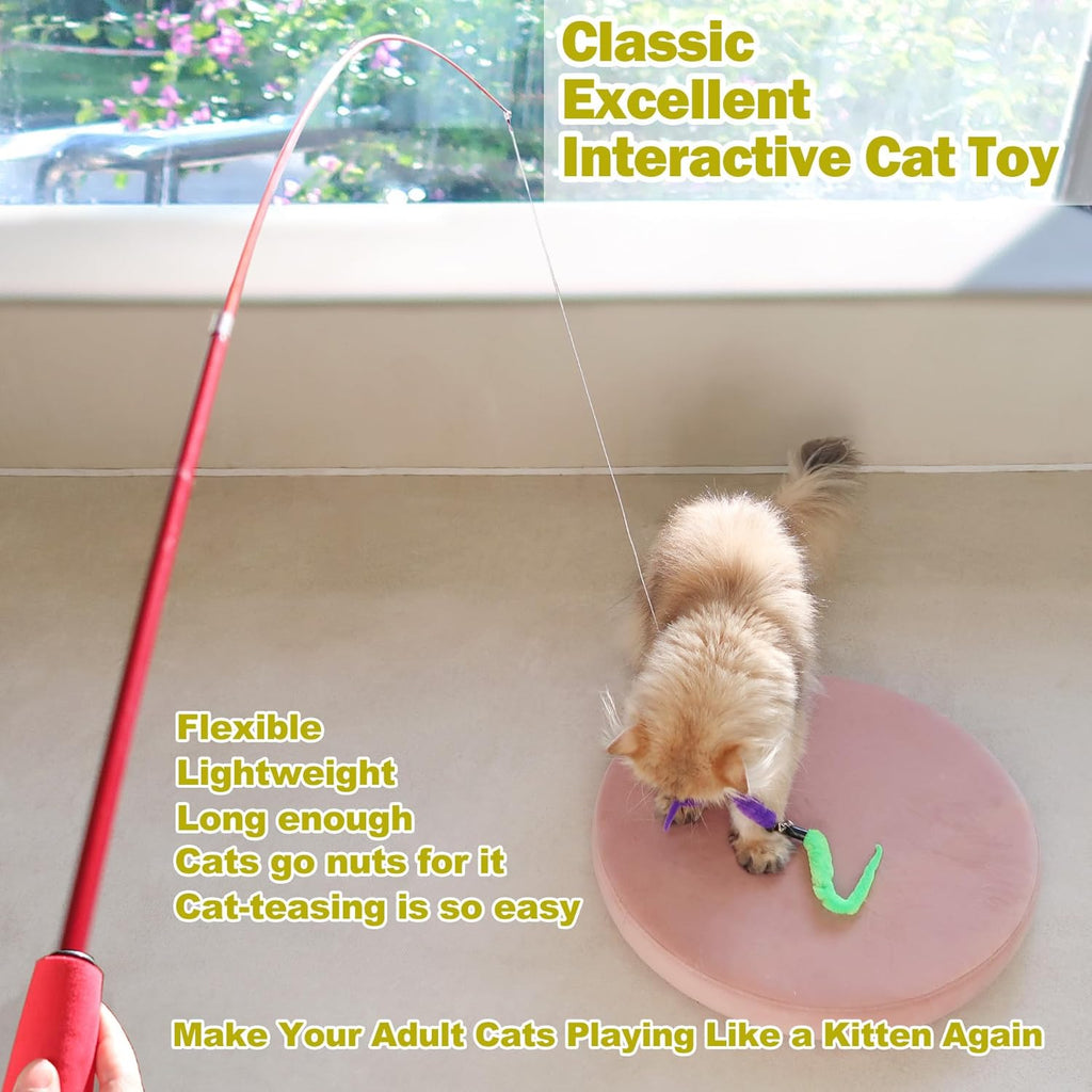 Interactive Cat Wand Toy Set – Telescopic Teaser With Feathers