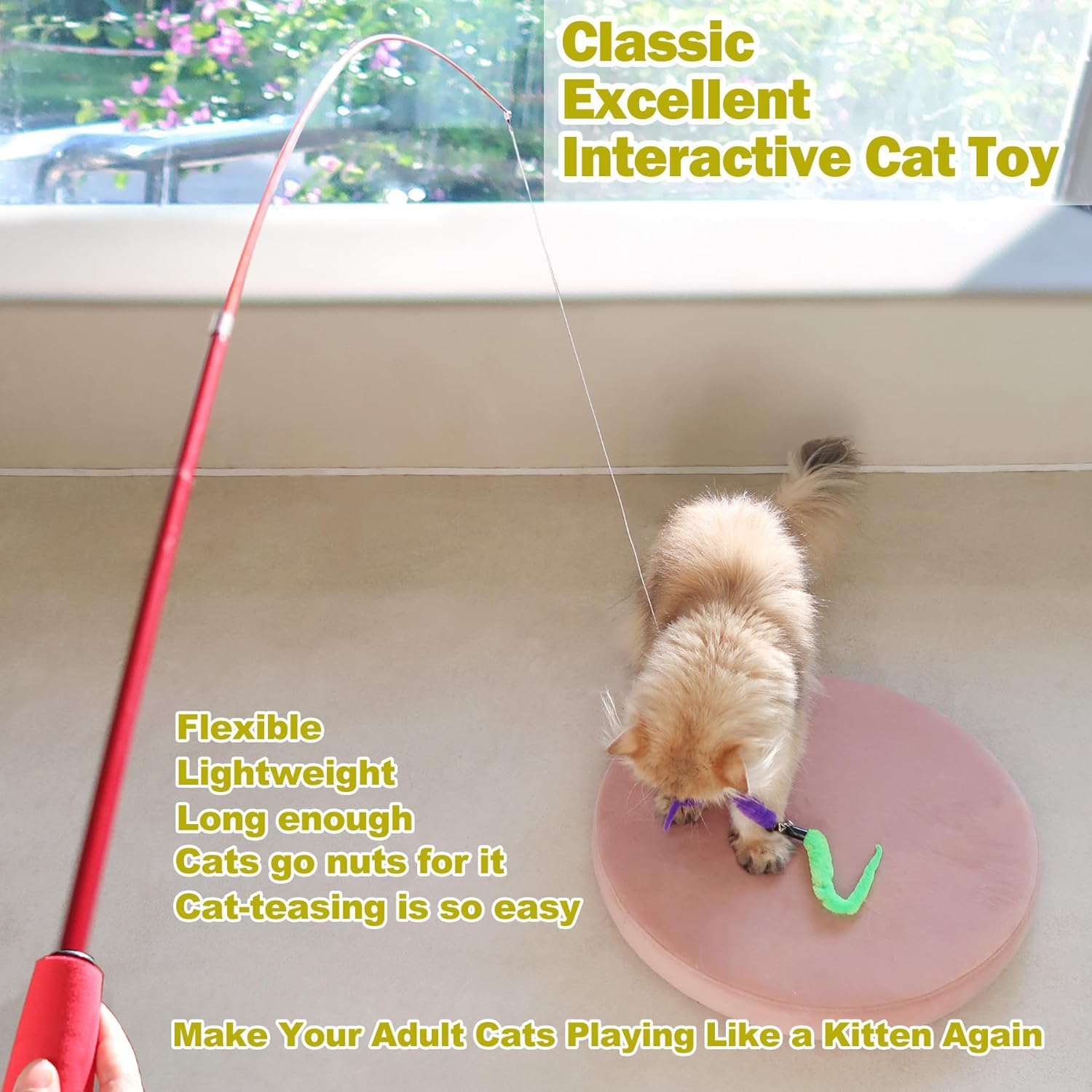 Interactive Cat Wand Toy Set – Telescopic Teaser With Feathers