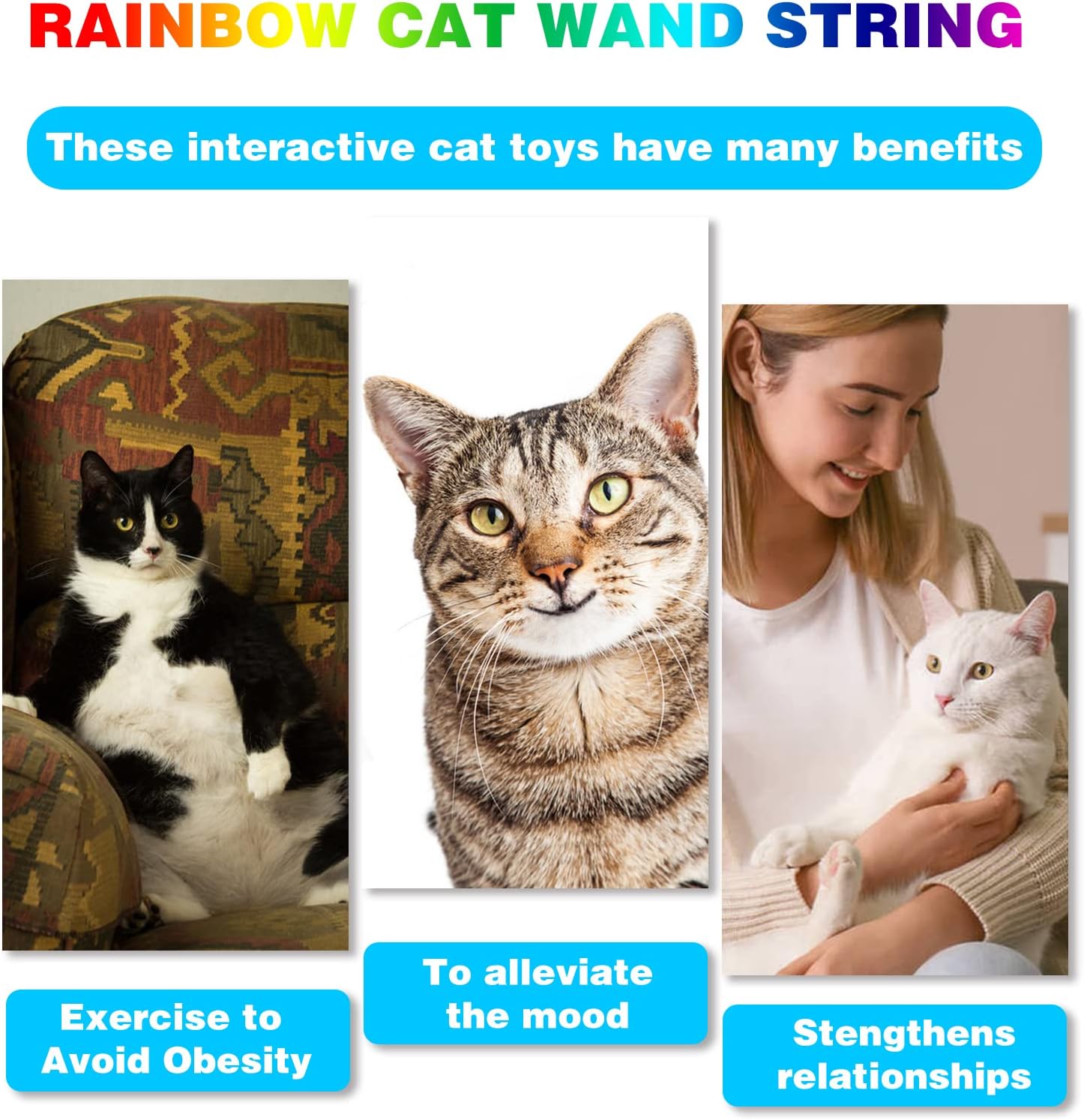Interactive Cat Wand Toy Set – Colorful Ribbon Teaser