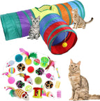 32-Piece Interactive Cat Toy Set With Foldable Tunnel