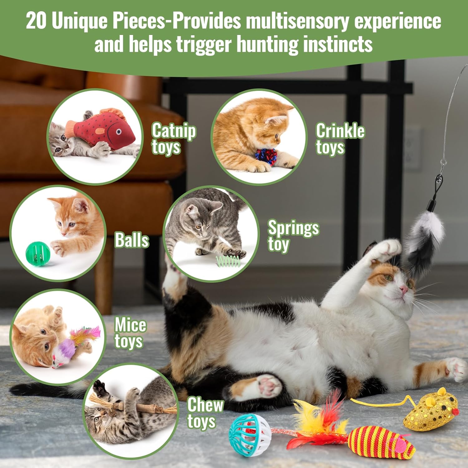Cat Toy Variety Pack – 20-Piece Interactive Play Set
