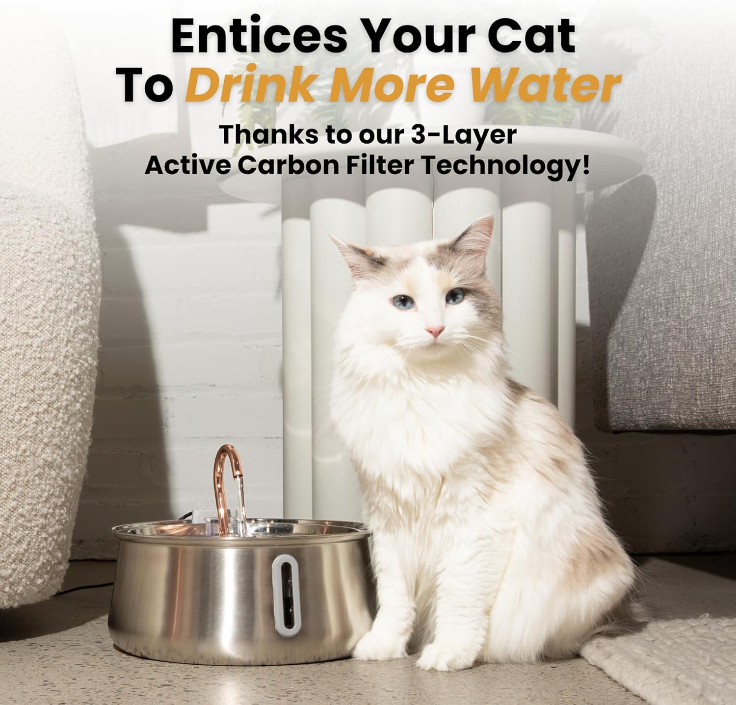 Stainless Steel Cat Water Fountain – 4L Ultra-Quiet