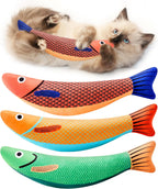 Catnip Fish Kicker Toys – Soft Plush Crinkle 3-Pack