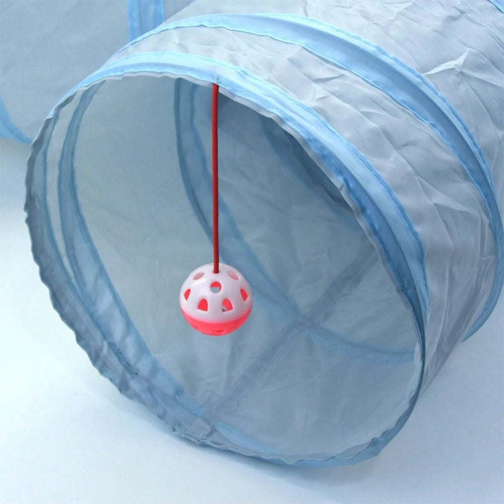 3-Way Foldable Cat Tunnel Toy with Peek Hole
