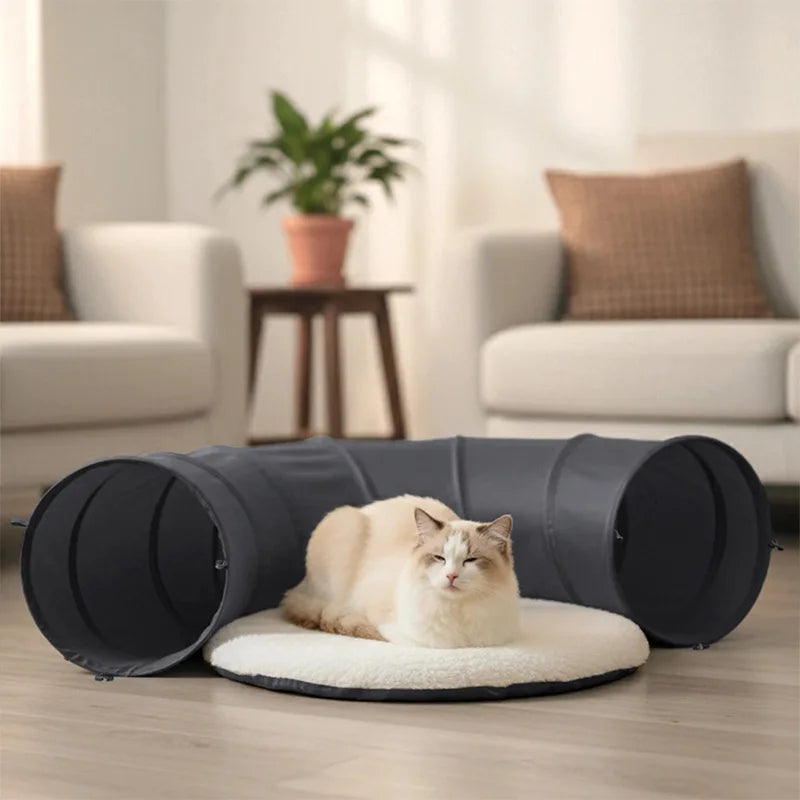 Foldable Cat Tunnel With Soft Cushion Pillow Set