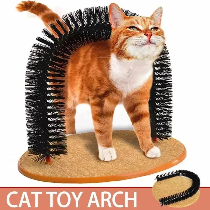 Cat Self-Grooming Arch Toy With Massage Brush & Pad