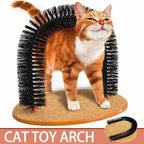 Cat Self-Grooming Arch Toy With Massage Brush & Pad