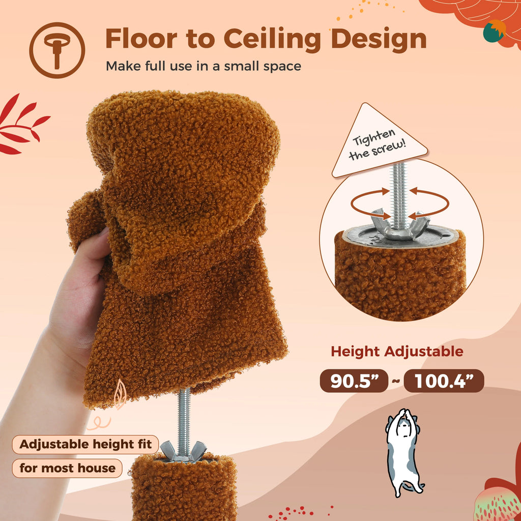 Floor-to-Ceiling Cat Tree with Condo and Hammock