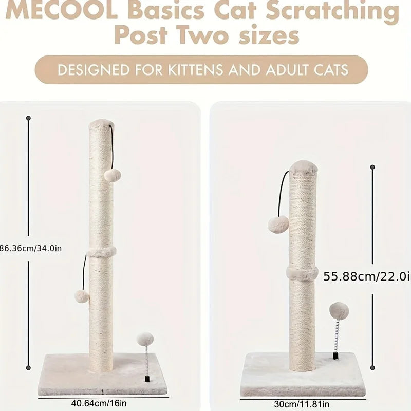 Tall Cat Scratching Post with Sisal and Hanging Ball