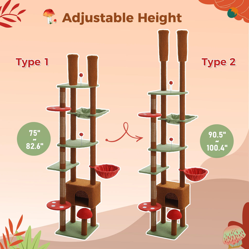 Floor-to-Ceiling Cat Tree with Condo and Hammock