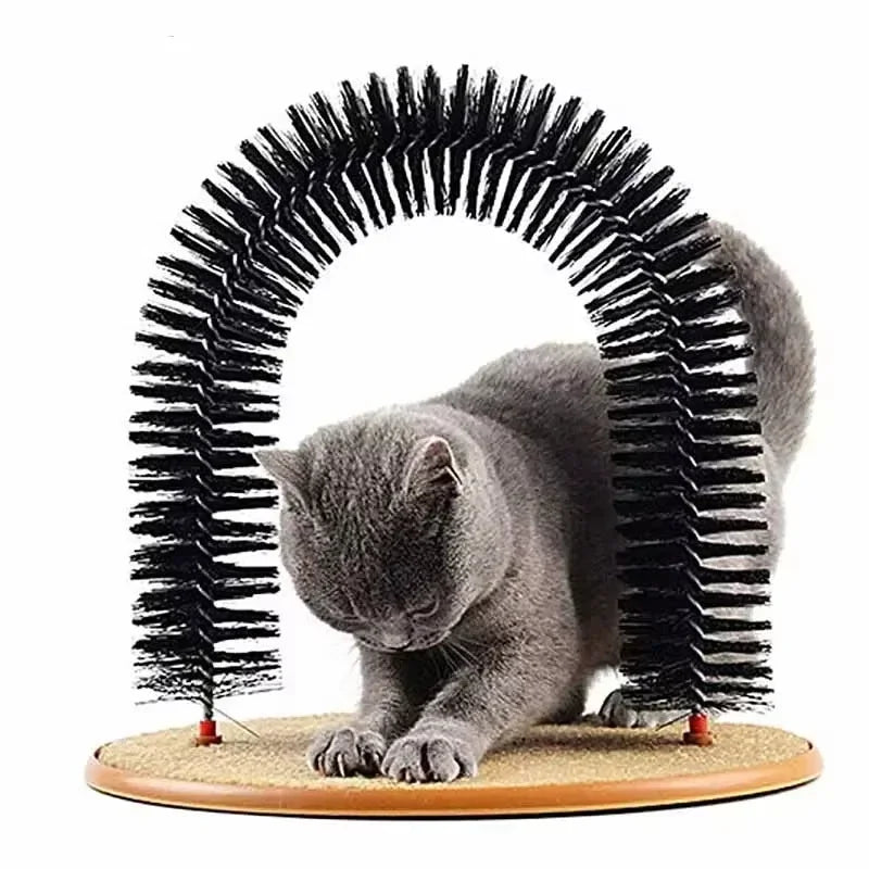 Cat Self-Grooming Arch Toy With Massage Brush & Pad