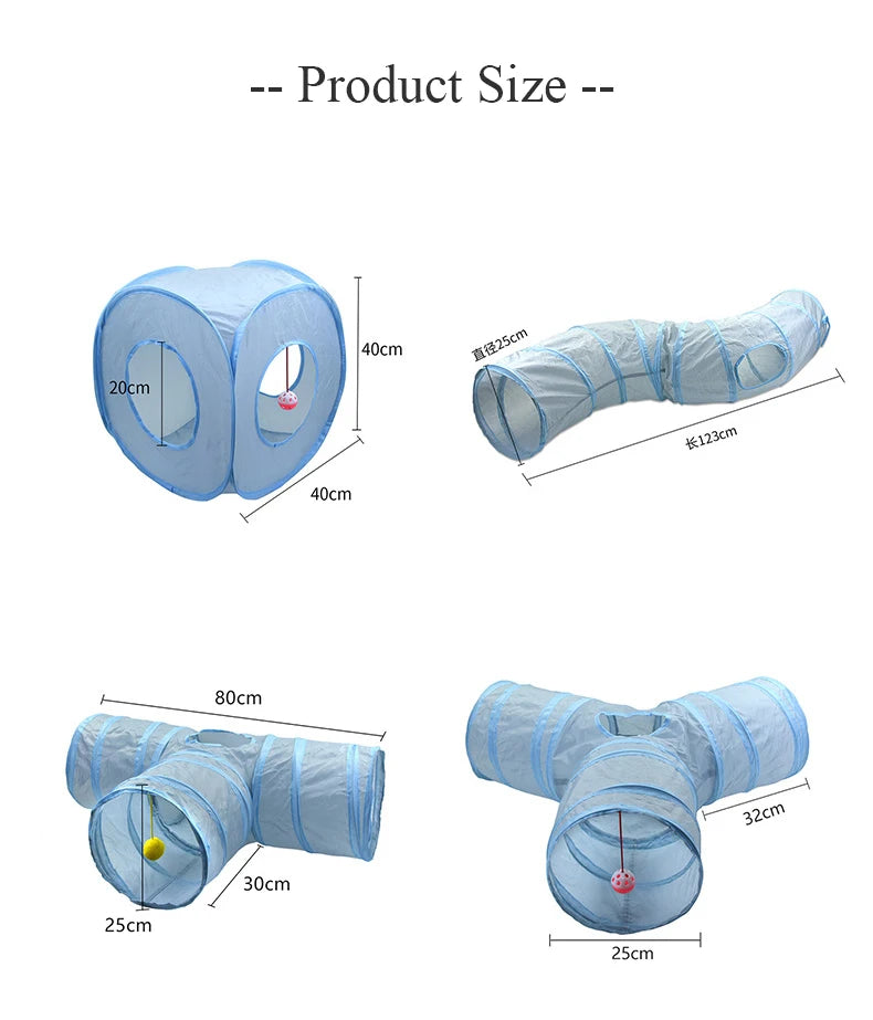 3-Way Foldable Cat Tunnel Toy with Peek Hole
