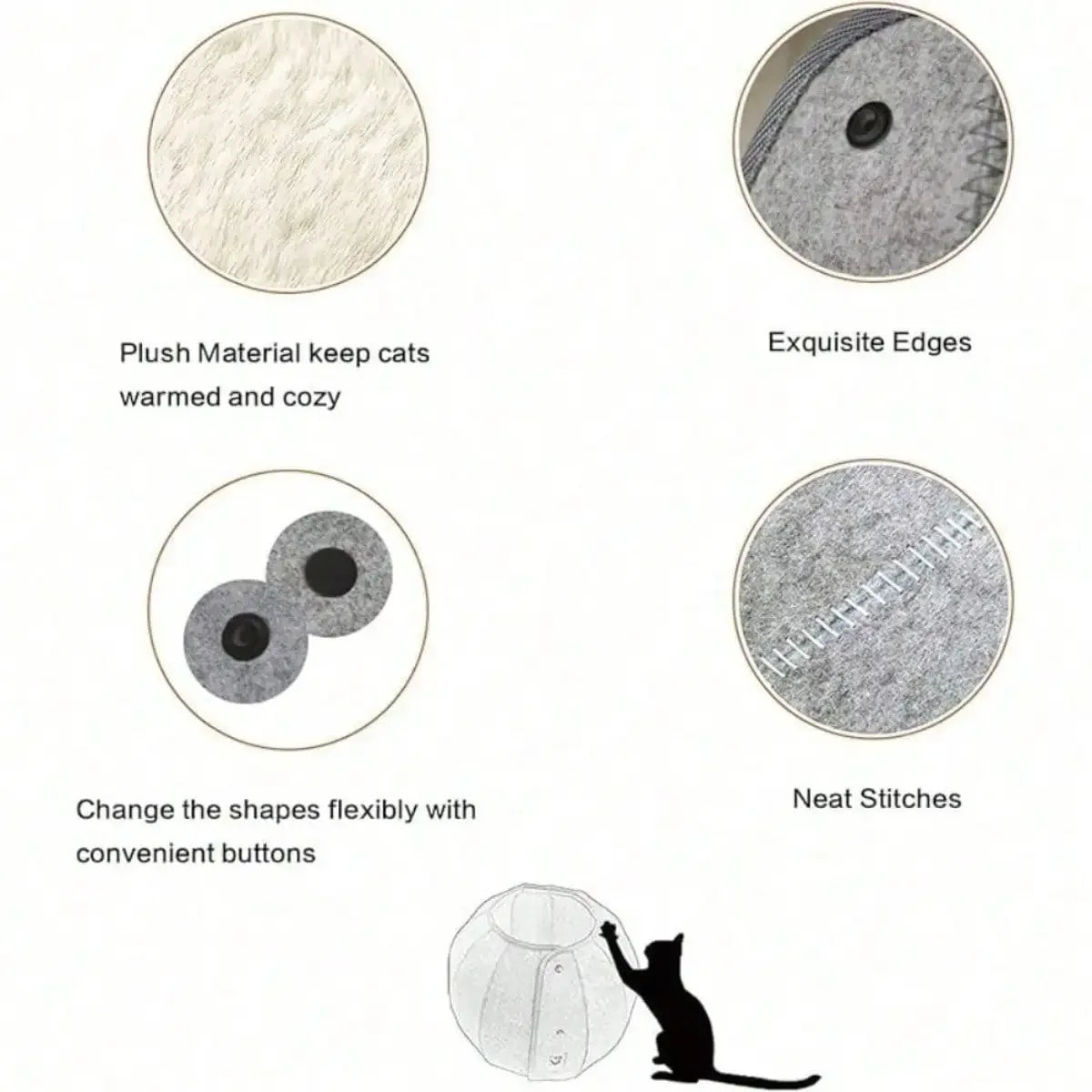 Collapsible Cat Tunnel Toy With Peek Holes And Hanging Ball
