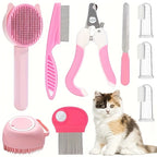 8-Piece Cat Grooming Kit with Brushes and Nail Tools