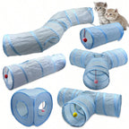 3-Way Foldable Cat Tunnel Toy with Peek Hole