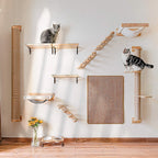 Wall Mounted Cat Climbing Shelf With Sisal Steps