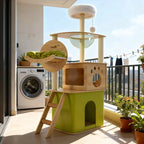 Floor-to-Ceiling Solid Wood Cat Tree Tower with Posts