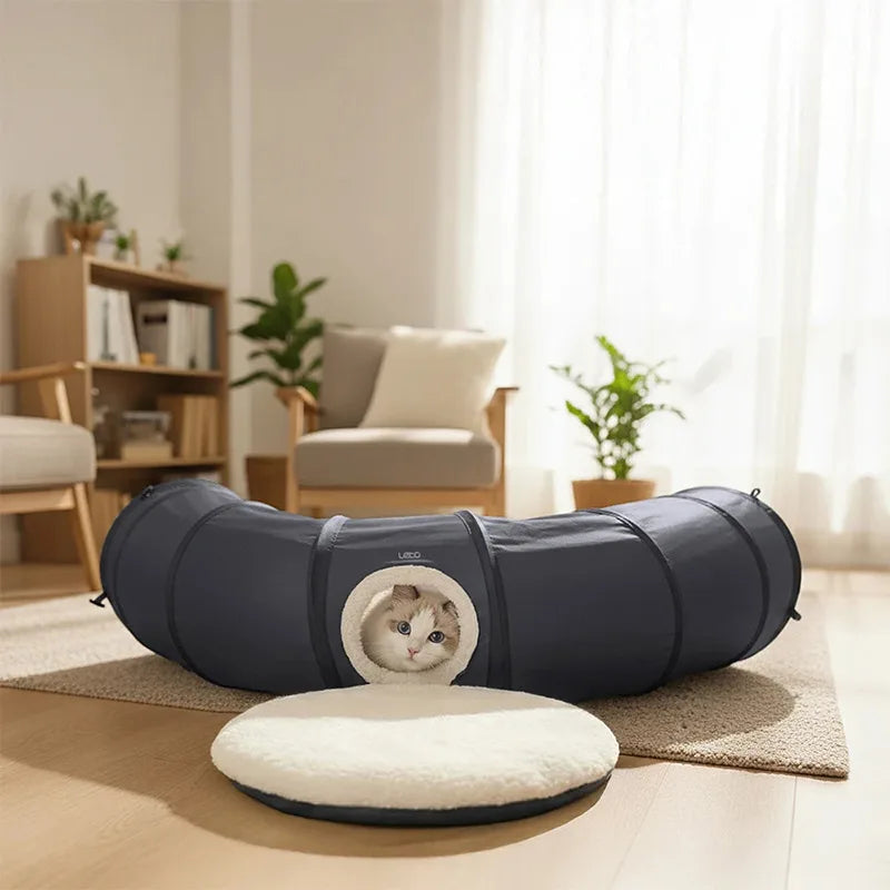 Foldable Cat Tunnel With Soft Cushion Pillow Set