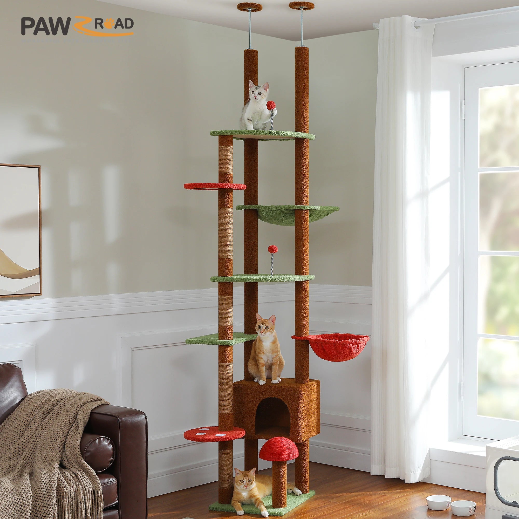 Floor-to-Ceiling Cat Tree with Condo and Hammock