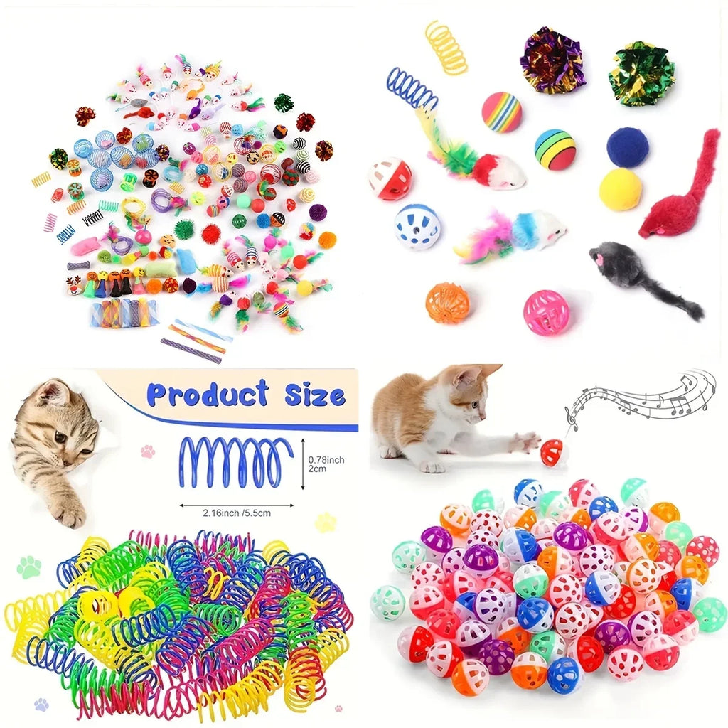Mixed Cat Toy Variety Pack – Plastic and Plush Play Set