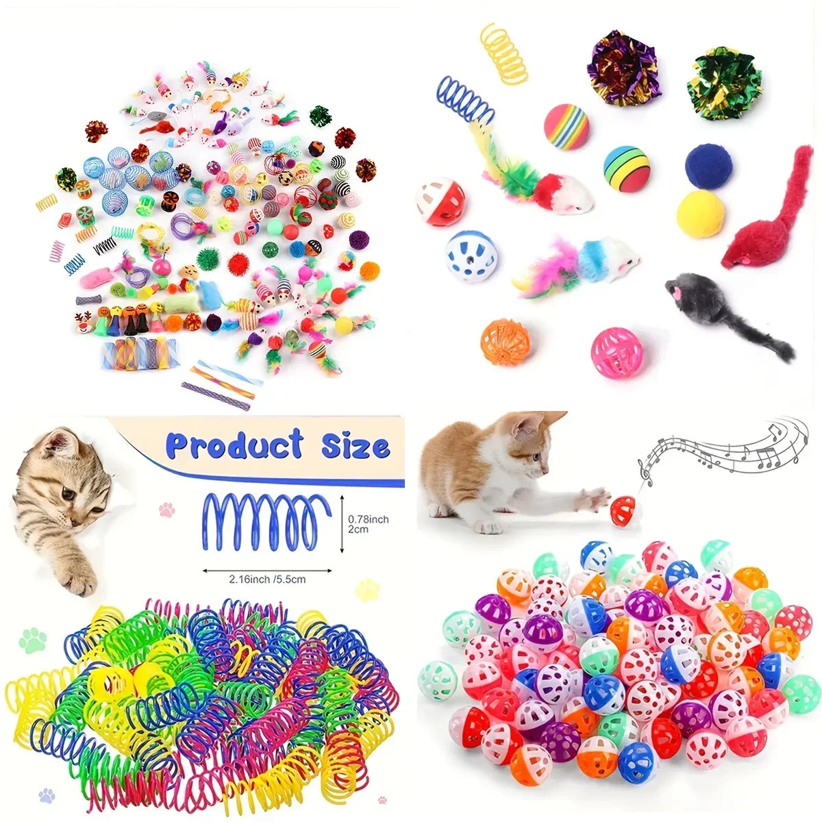 Mixed Cat Toy Variety Pack – Plastic and Plush Play Set