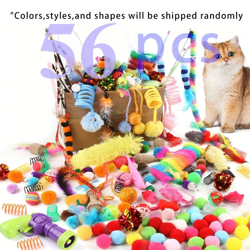 Mixed Cat Toy Variety Pack – Plastic and Plush Play Set
