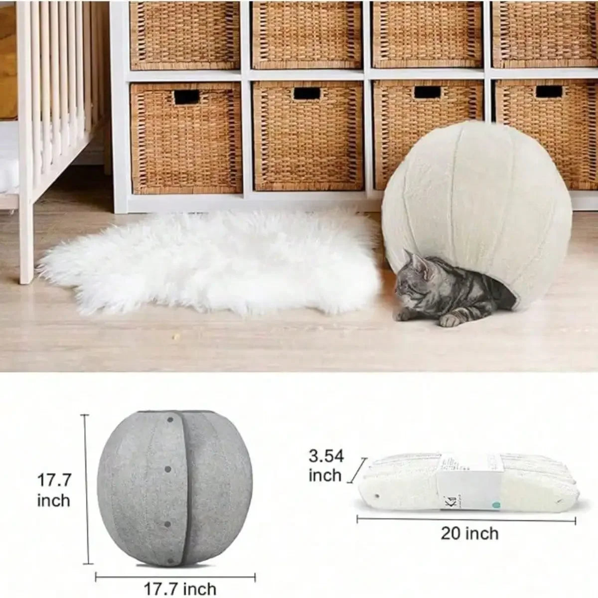 Collapsible Cat Tunnel Toy With Peek Holes And Hanging Ball