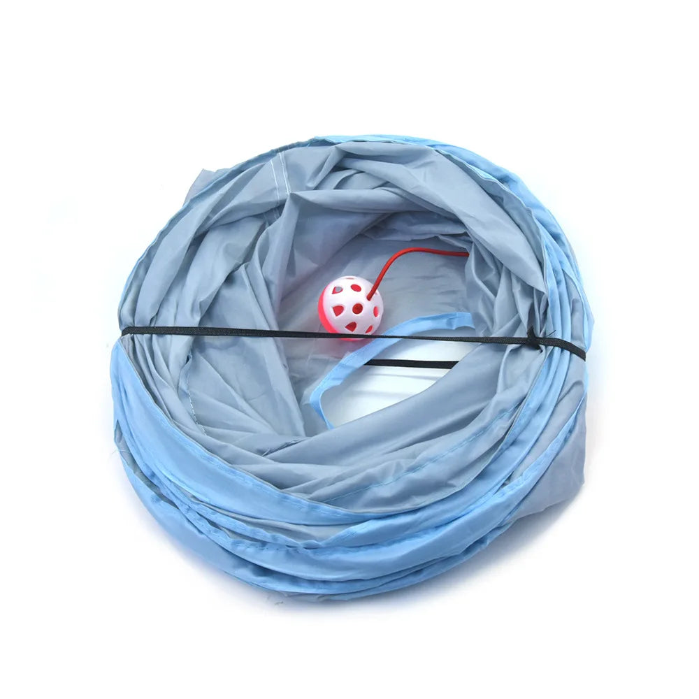 3-Way Foldable Cat Tunnel Toy with Peek Hole