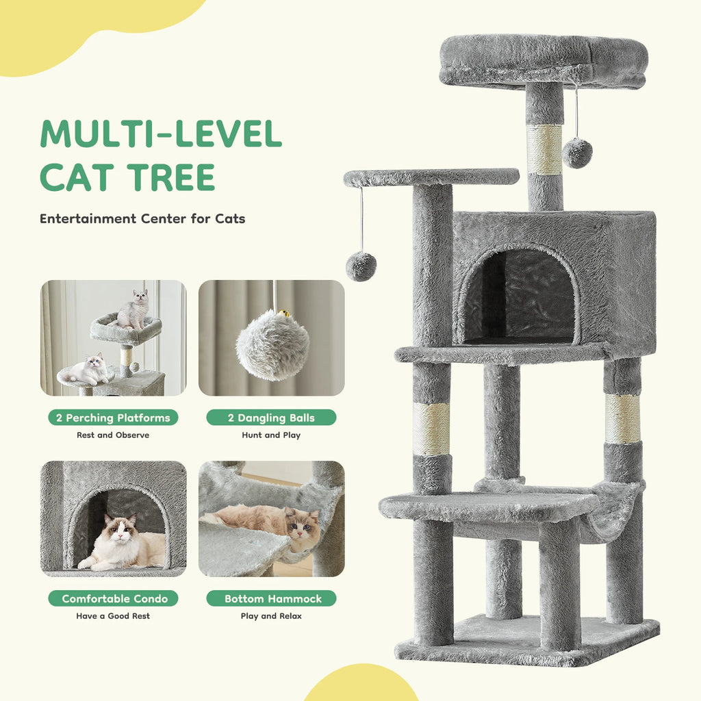 Tall Cat Tree Tower with Sisal Scratching Posts