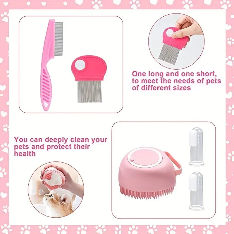 8-Piece Cat Grooming Kit with Brushes and Nail Tools