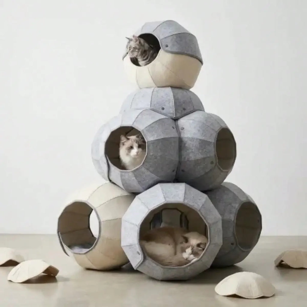 Collapsible Cat Tunnel Toy With Peek Holes And Hanging Ball
