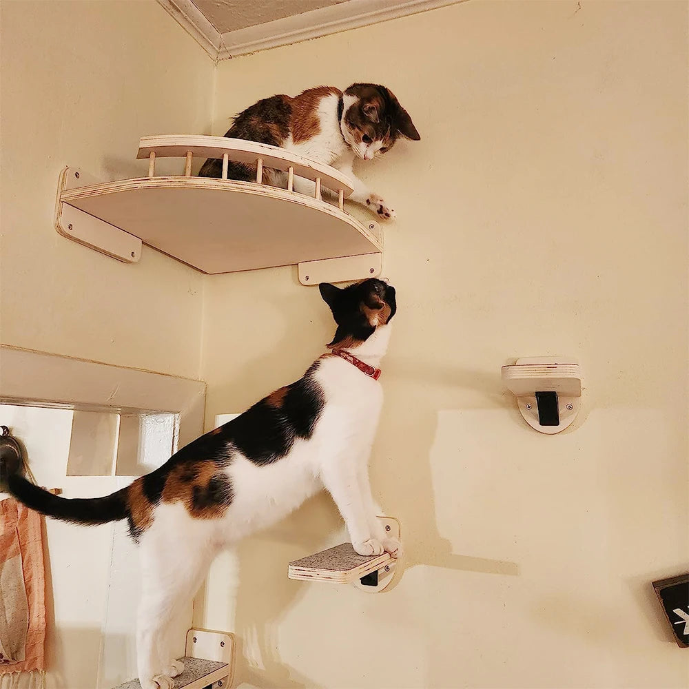 Wall Mounted Cat Climbing Shelf With Sisal Steps