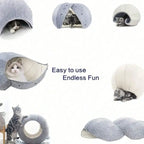 Collapsible Cat Tunnel Toy With Peek Holes And Hanging Ball