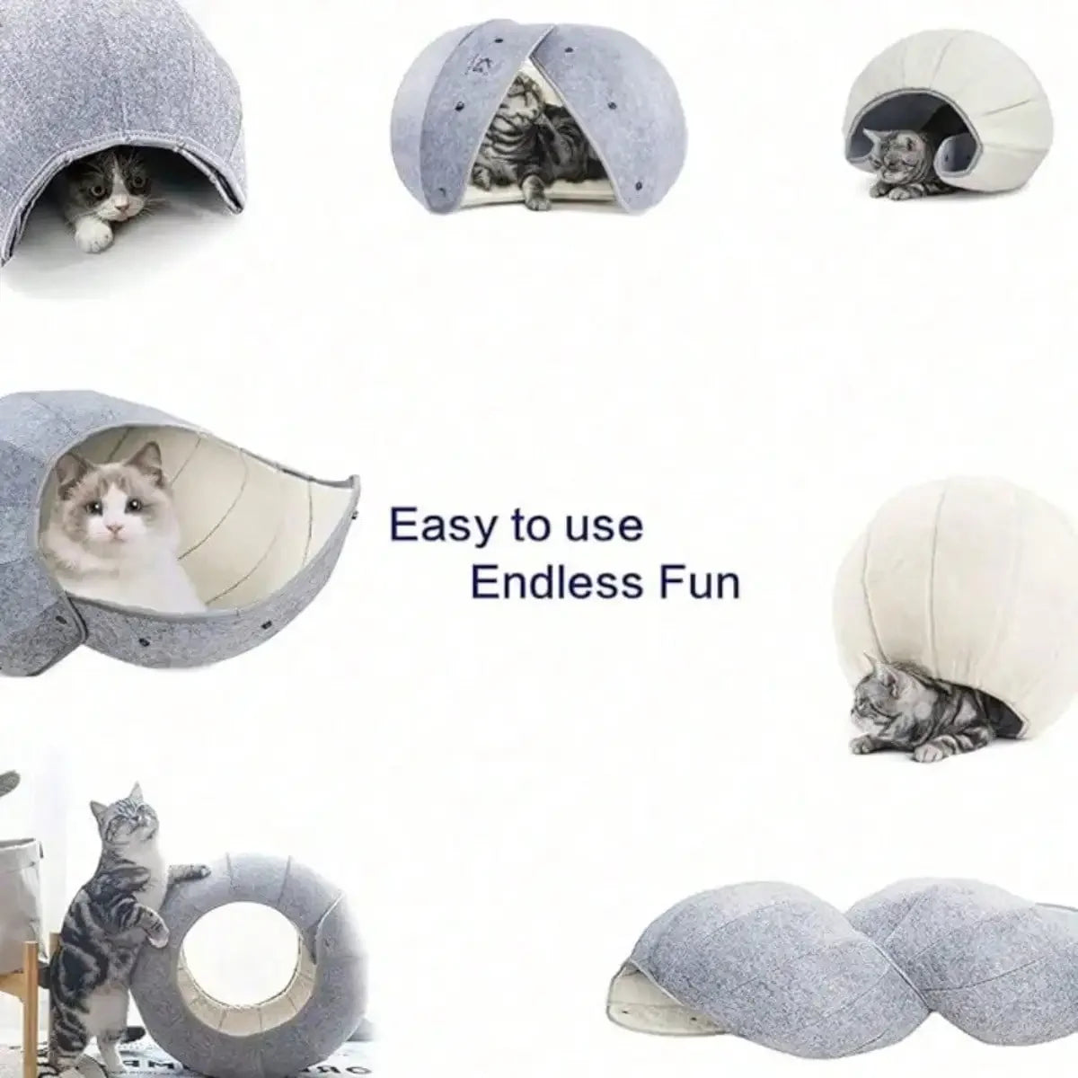 Collapsible Cat Tunnel Toy With Peek Holes And Hanging Ball