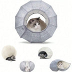 Collapsible Cat Tunnel Toy With Peek Holes And Hanging Ball