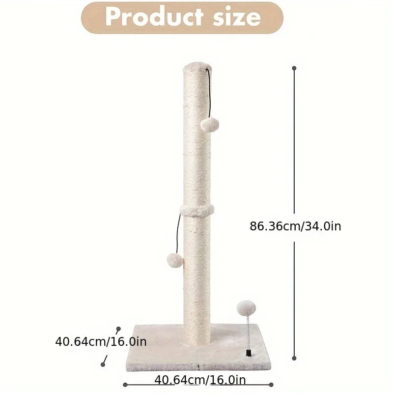 Tall Cat Scratching Post with Sisal and Hanging Ball