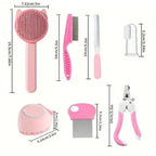 8-Piece Cat Grooming Kit with Brushes and Nail Tools