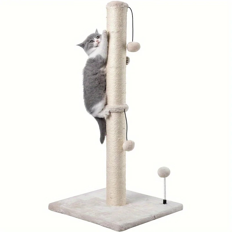 Tall Cat Scratching Post with Sisal and Hanging Ball