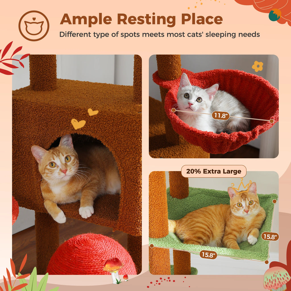 Floor-to-Ceiling Cat Tree with Condo and Hammock