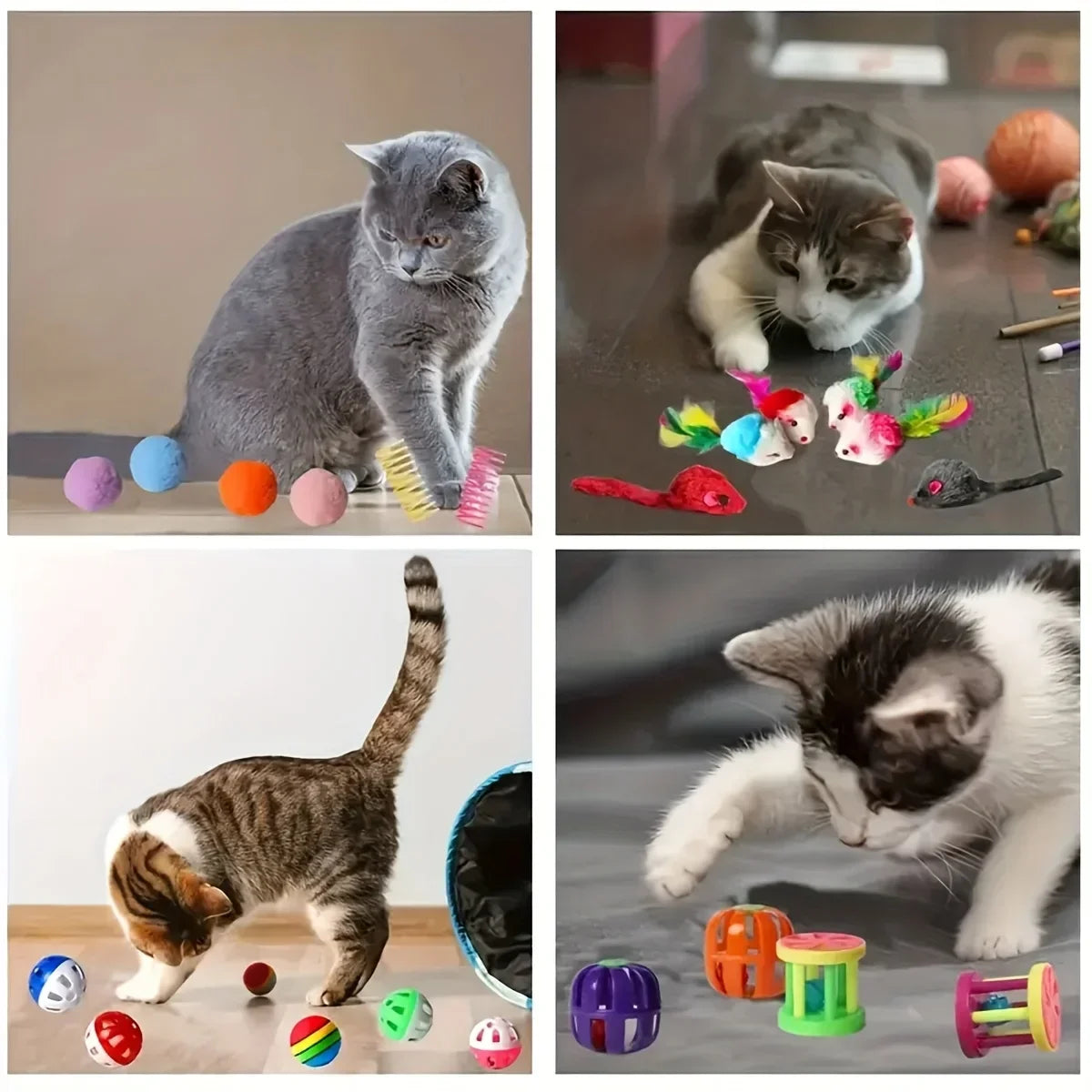 Mixed Cat Toy Variety Pack – Plastic and Plush Play Set