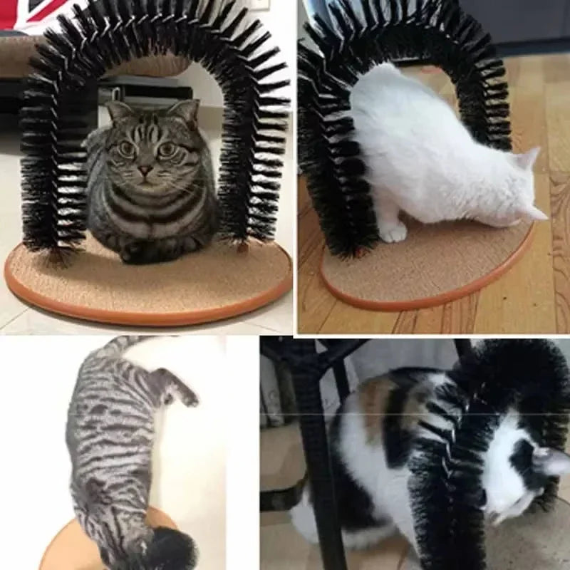 Cat Self-Grooming Arch Toy With Massage Brush & Pad