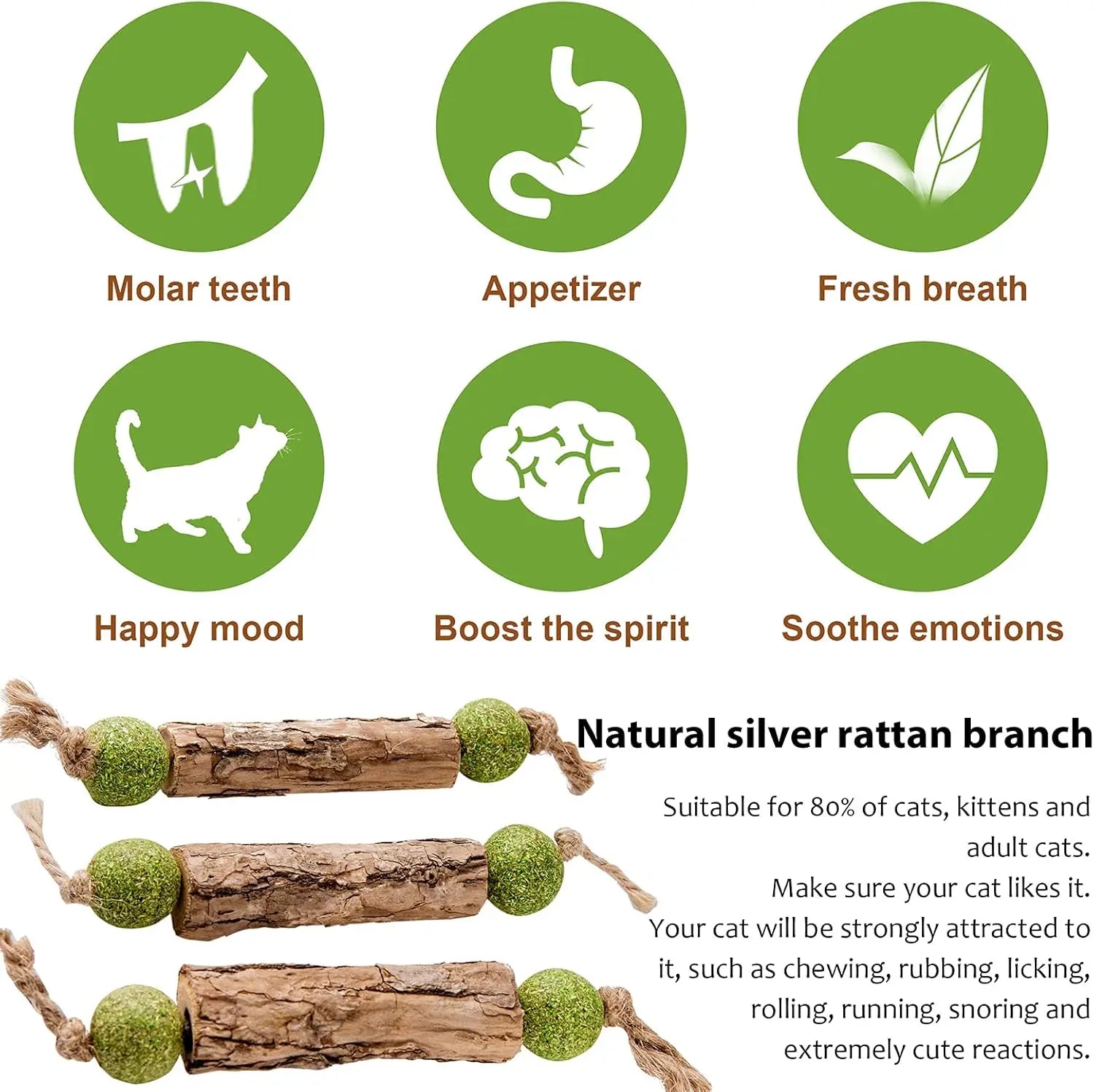 Natural Catnip Molar Stick Cat Tooth Cleaning Treat